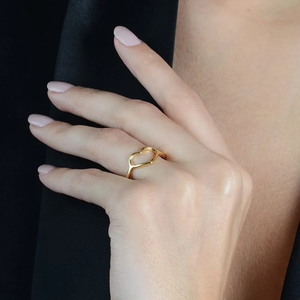 Anel Dourado de Coração · Banhado a Ouro 18k