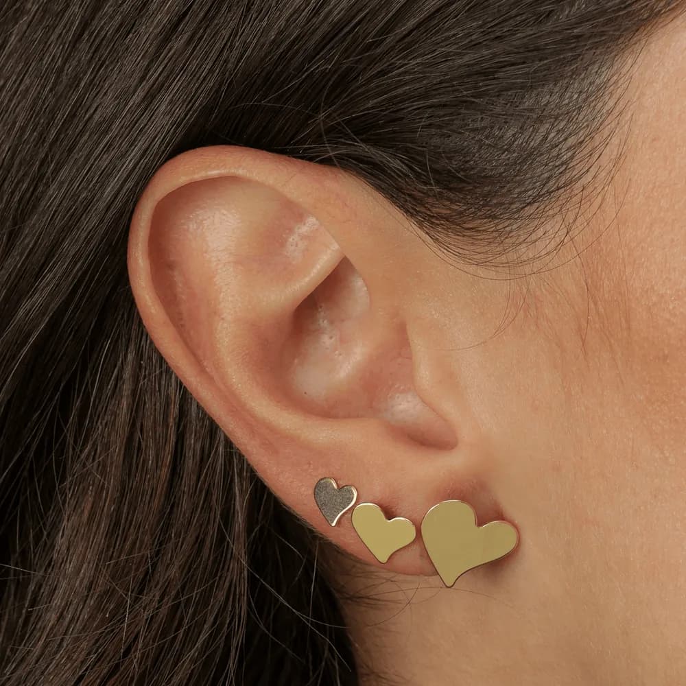 Trio Dourado de Coração Torto · Banhado a Ouro 18k