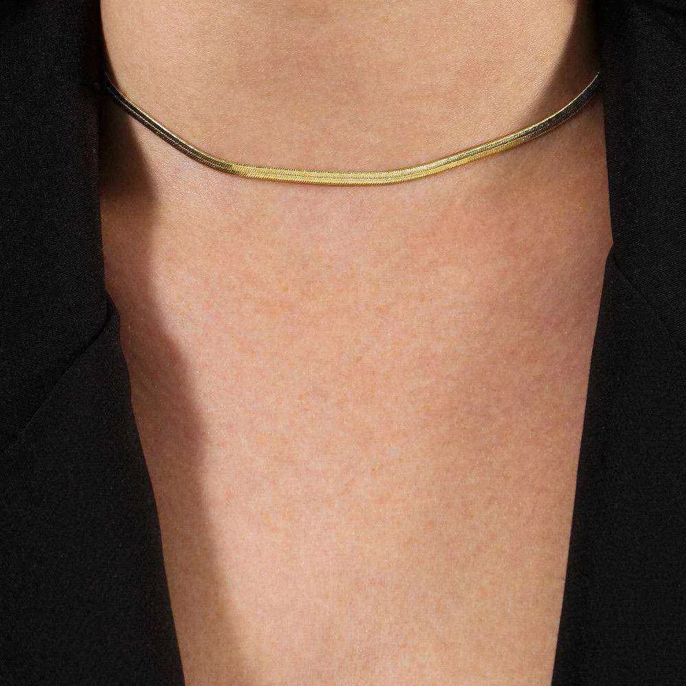 Colar Dourado Chocker de Fita · Banhado a Ouro 18k