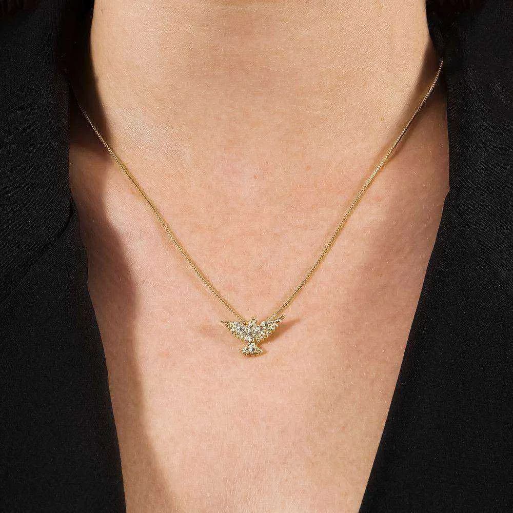 Colar Dourado Espirito Santo com Zircônia · Banhado a Ouro 18k