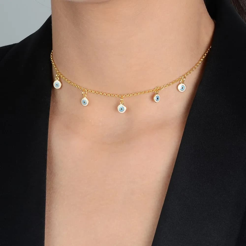 Colar Dourado Olho Grego · Banhado a Ouro 18k