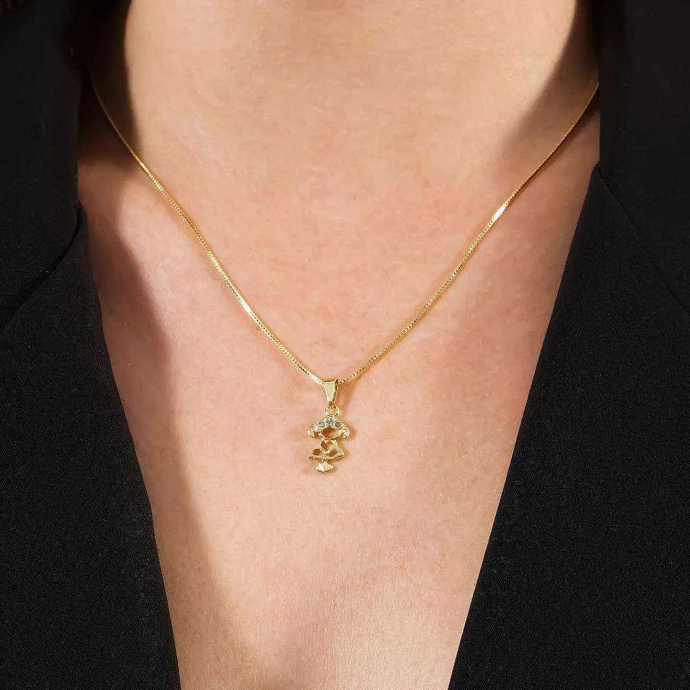 Colar Dourado Filha com Zircônia · Banhado a Ouro 18k