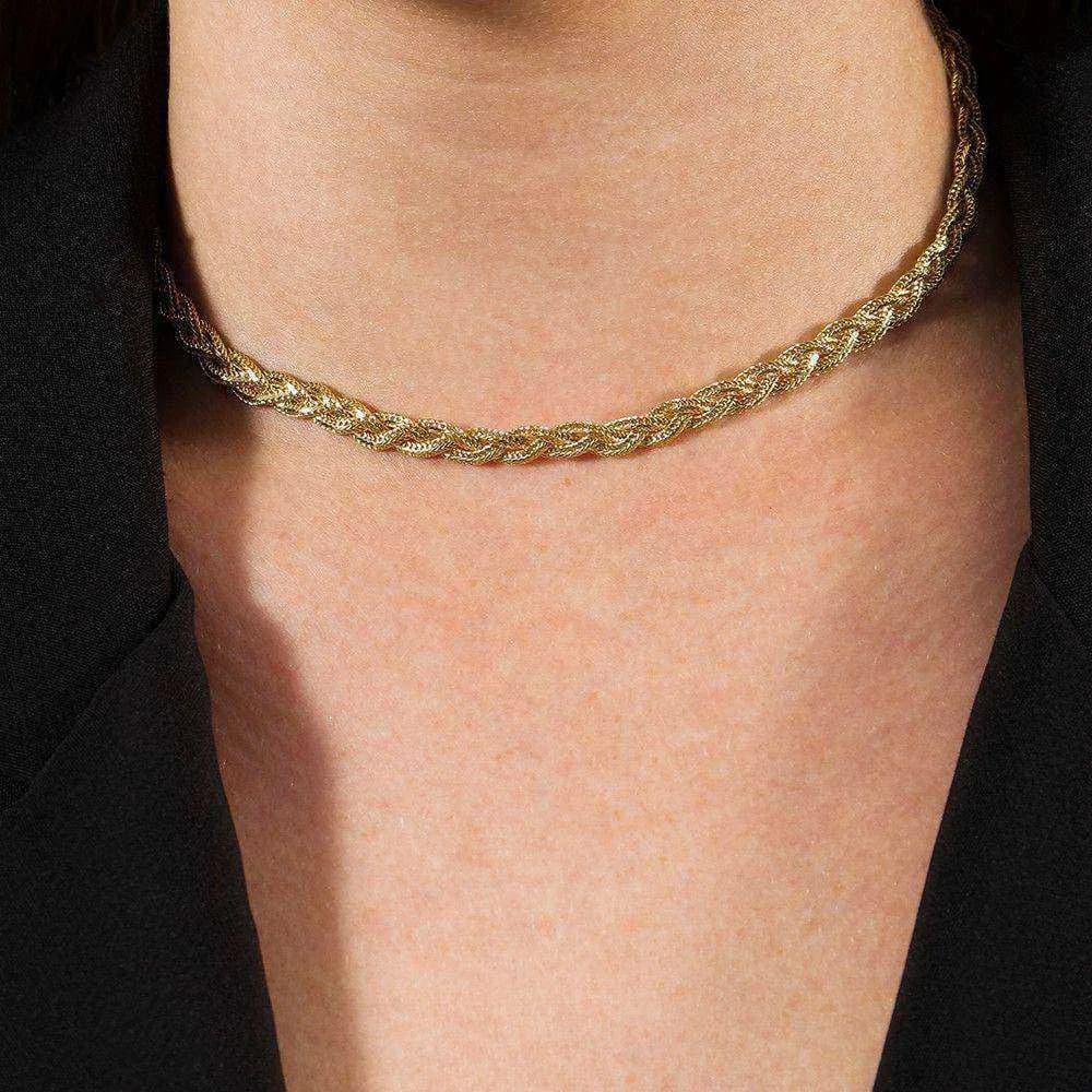 Colar Dourado Chocker Trançada · Banhado a Ouro 18k