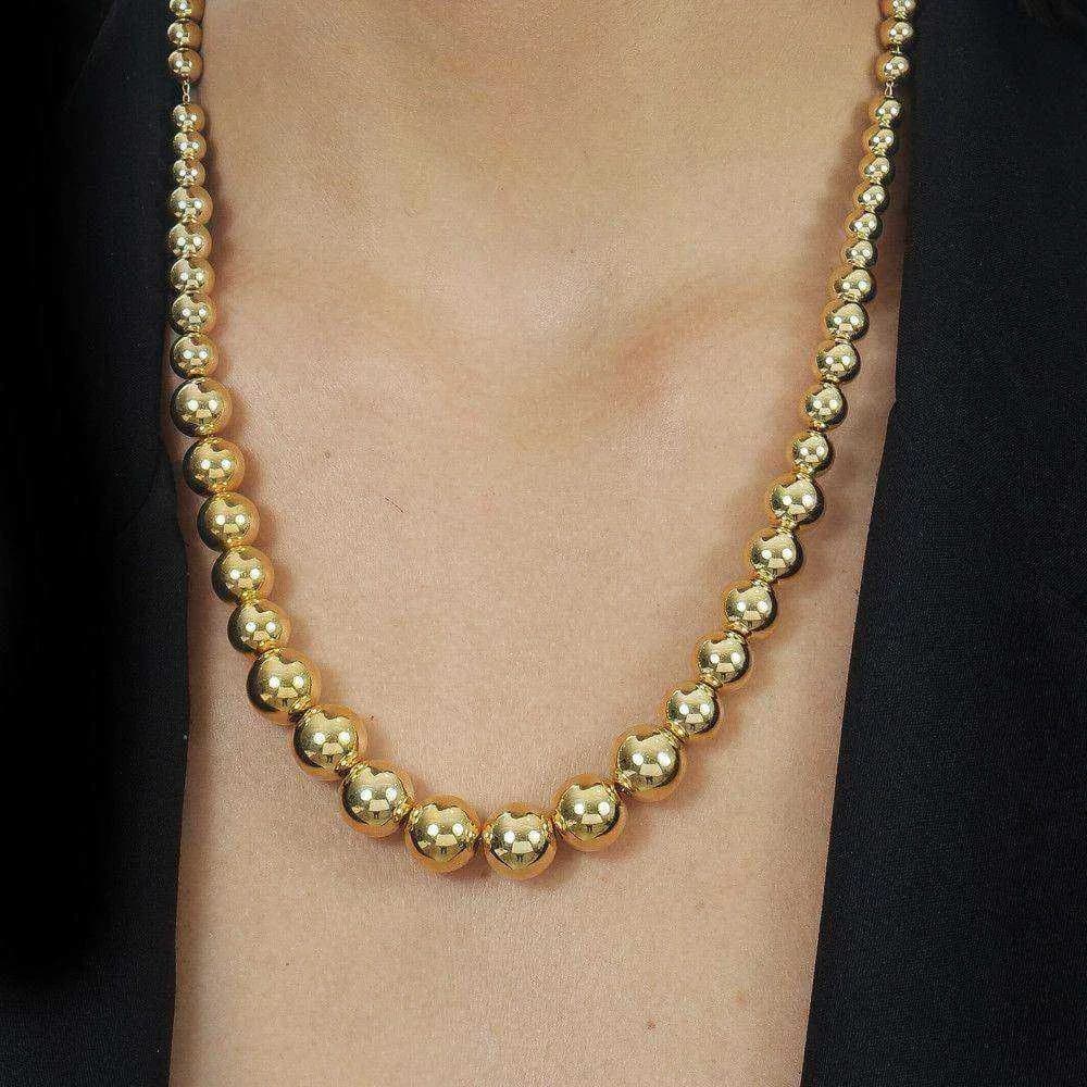 Colar Dourado de Bolas Crescentes · Banhado a Ouro 18k