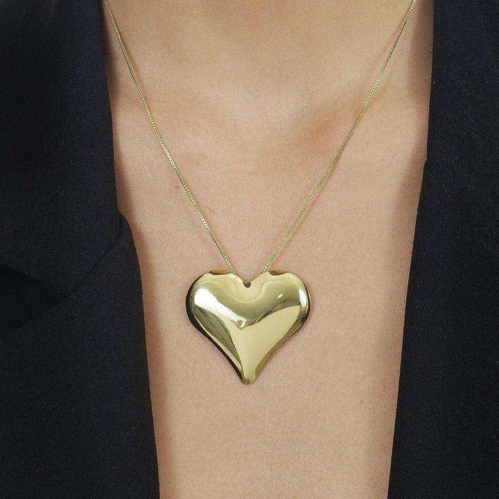 Colar Dourado de Coração Liso · Banhado a Ouro 18k