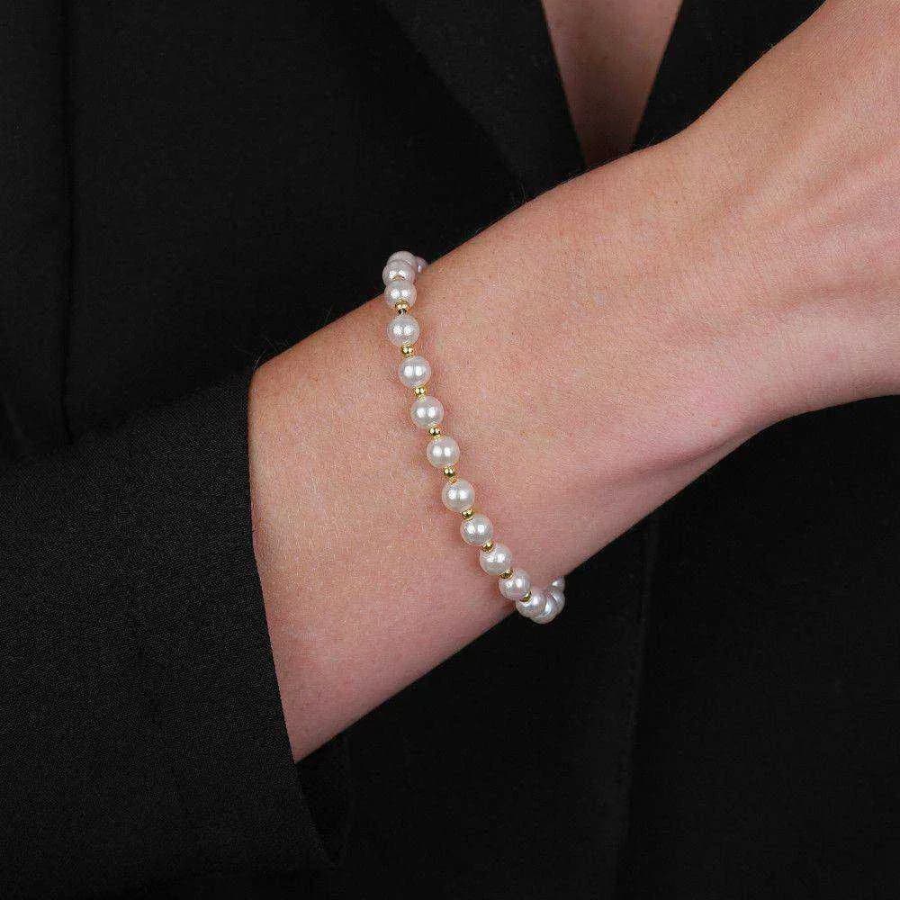 Pulseira Dourada de Pérolas e Bolinhas · Banhado a Ouro 18k