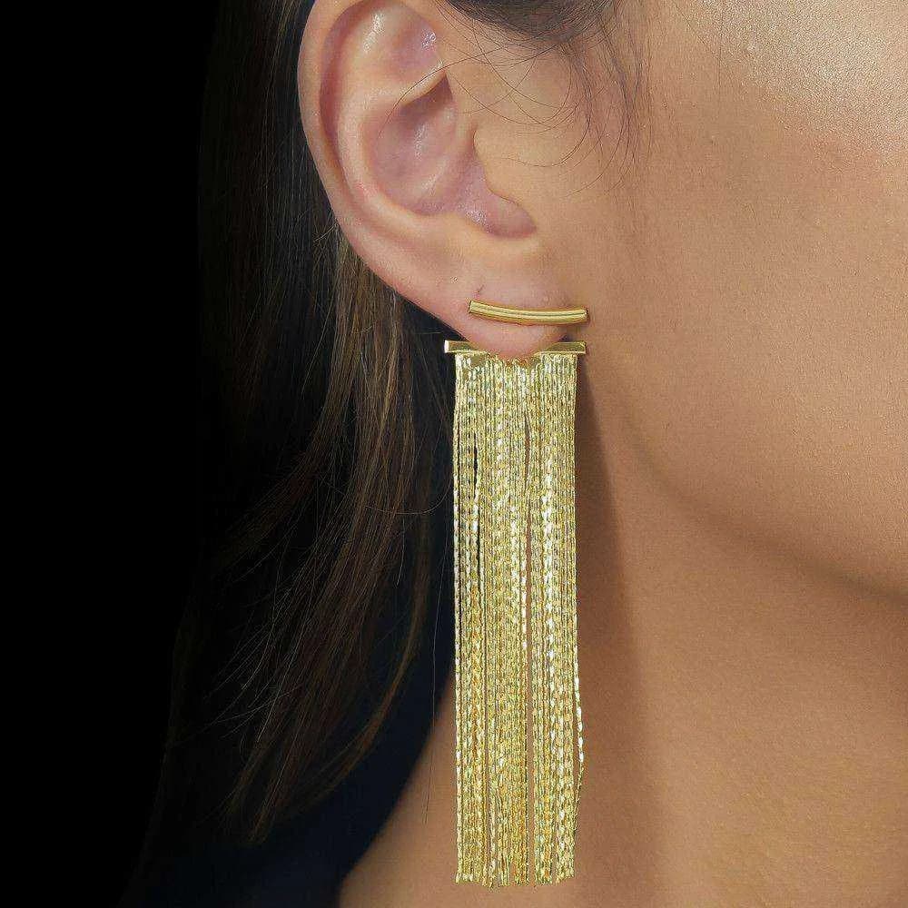 Brinco Dourado de Franja · Banhado a Ouro 18k