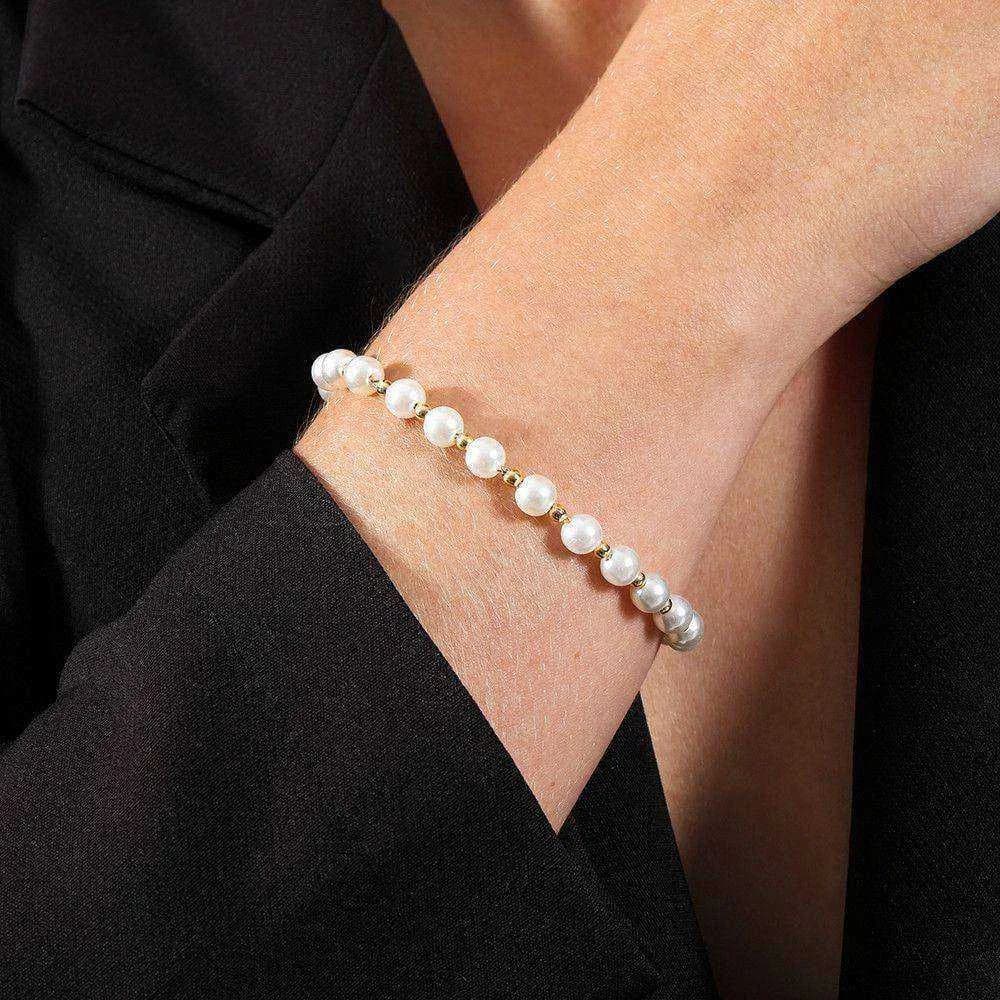 Pulseira Dourada de Pérolas e Bolinhas · Banhado a Ouro 18k